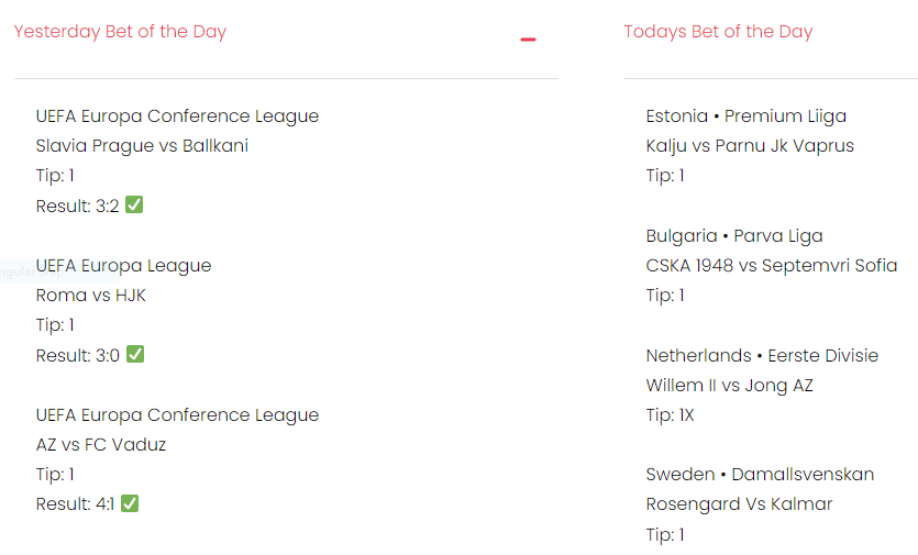 Update: Bet of the Day According to Prediction Experts.